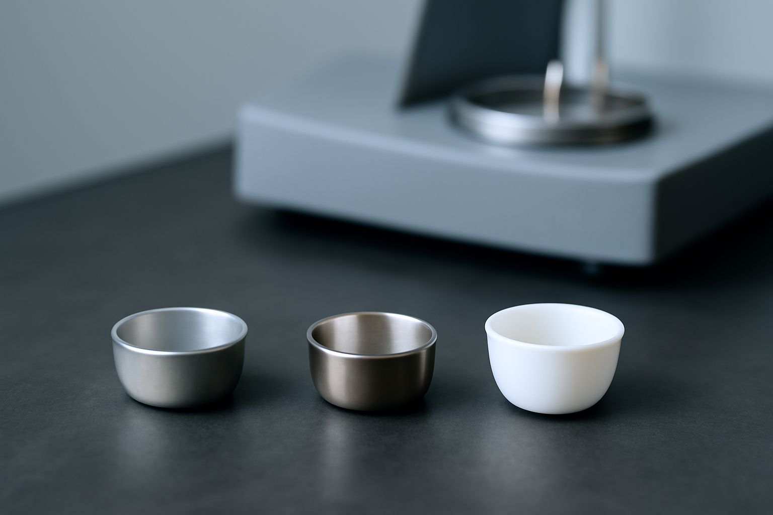 What properties make a material suitable for DSC crucibles?