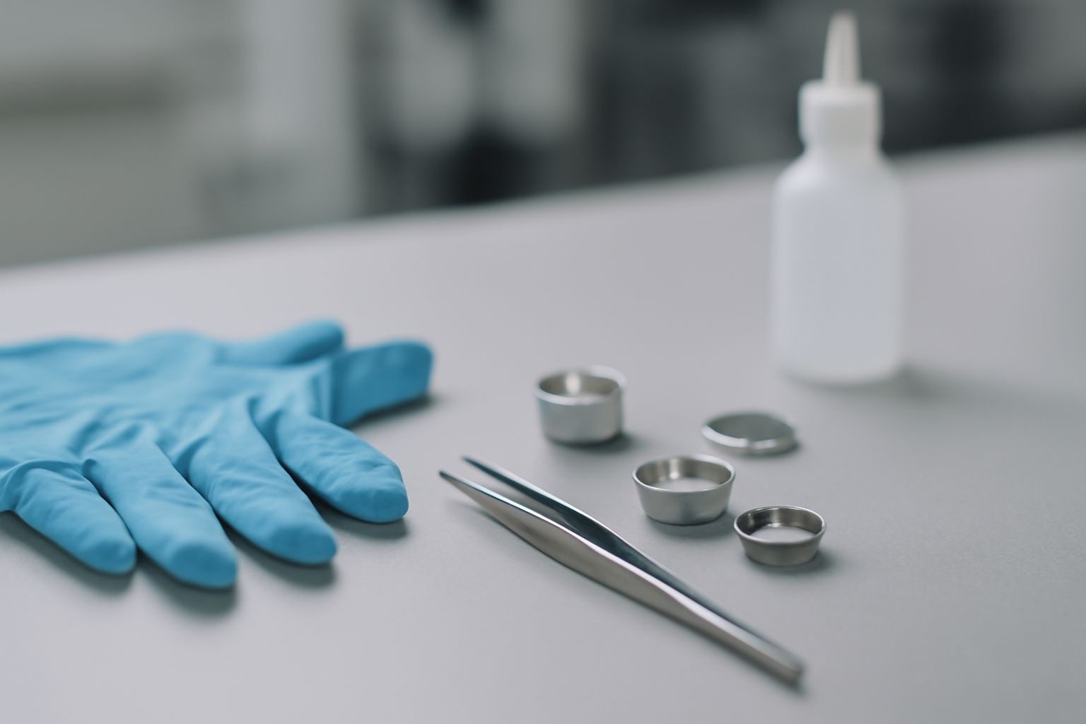 Technician cleaning and inspecting universal crucibles to prevent contamination and ensure reliable laboratory thermal analysis results Technician cleaning and inspecting universal crucibles to prevent contamination and ensure reliable laboratory thermal analysis results