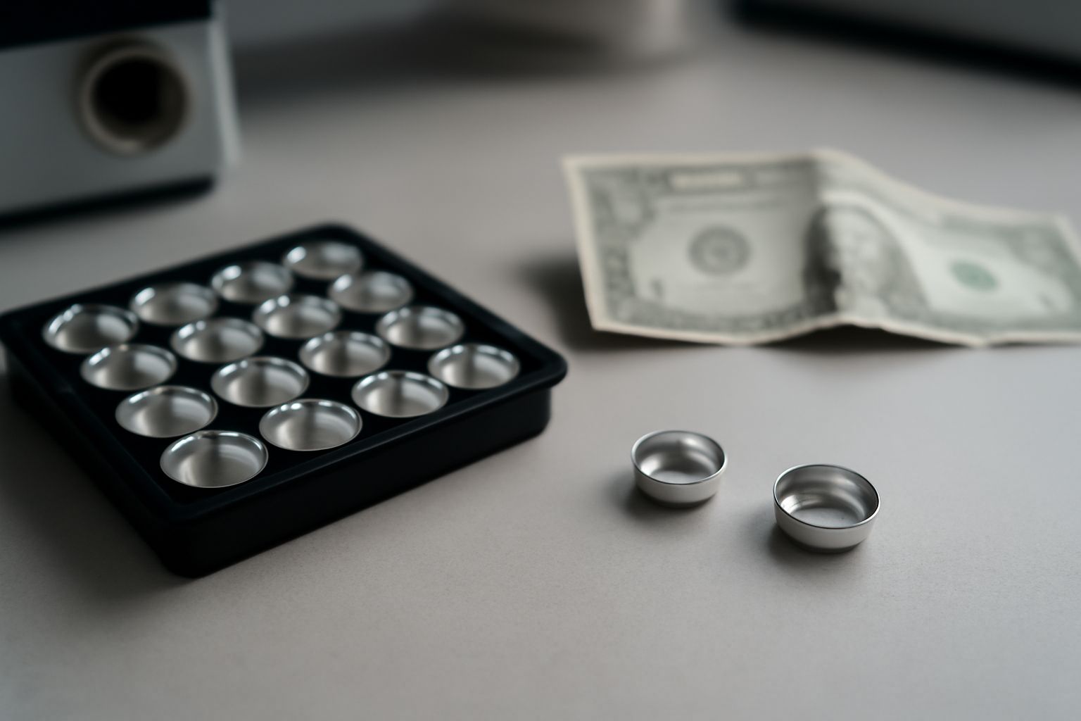 Thermal analysis accessories and sample pans on a laboratory surface, illustrating cost-quality balance for personal labs. Thermal analysis accessories and sample pans on a laboratory surface, illustrating cost-quality balance for personal labs.
