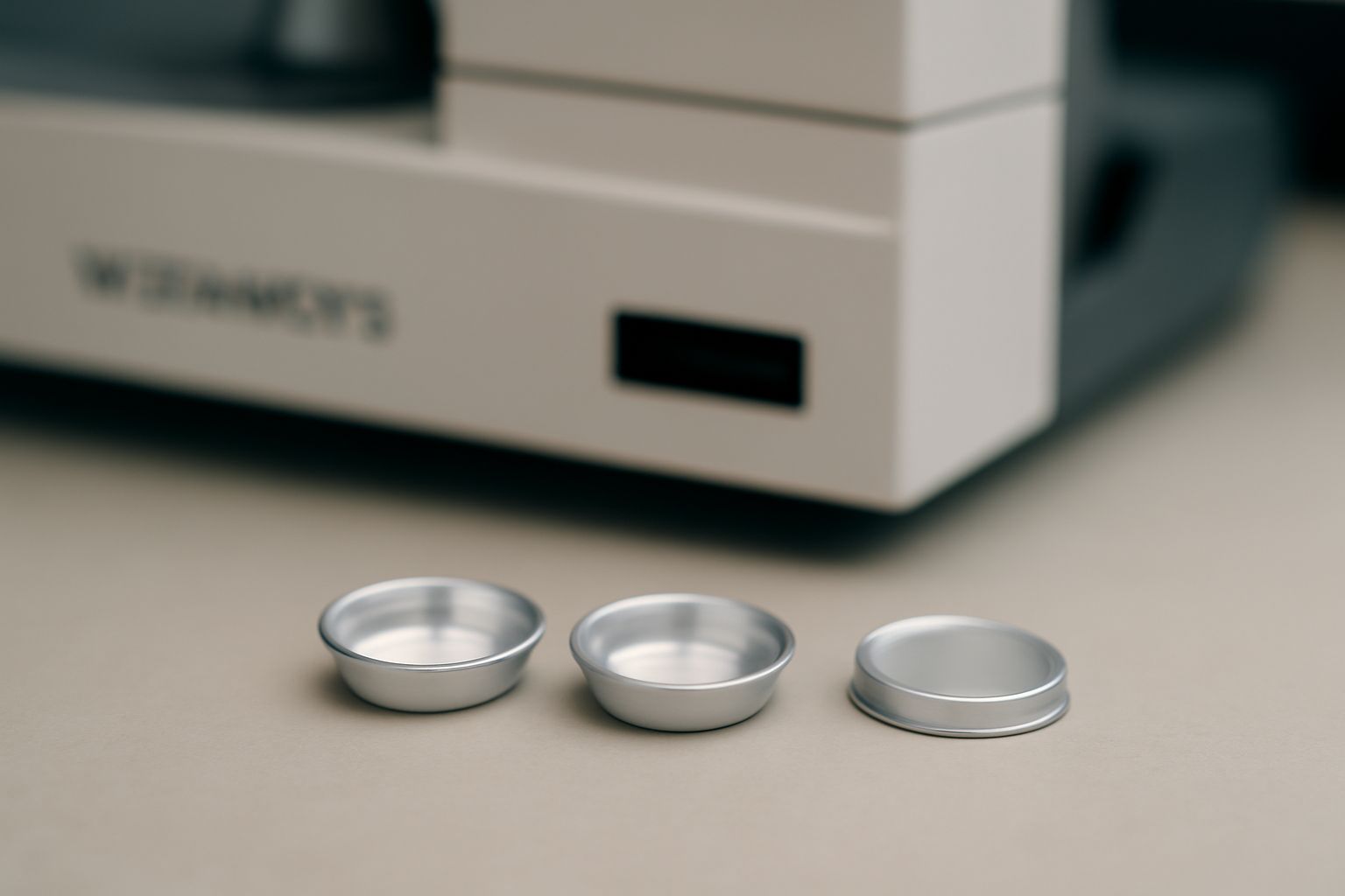 Assorted DSC sample pans and crucibles compatible with TA Instruments arranged on a laboratory workbench Assorted DSC sample pans and crucibles compatible with TA Instruments arranged on a laboratory workbench