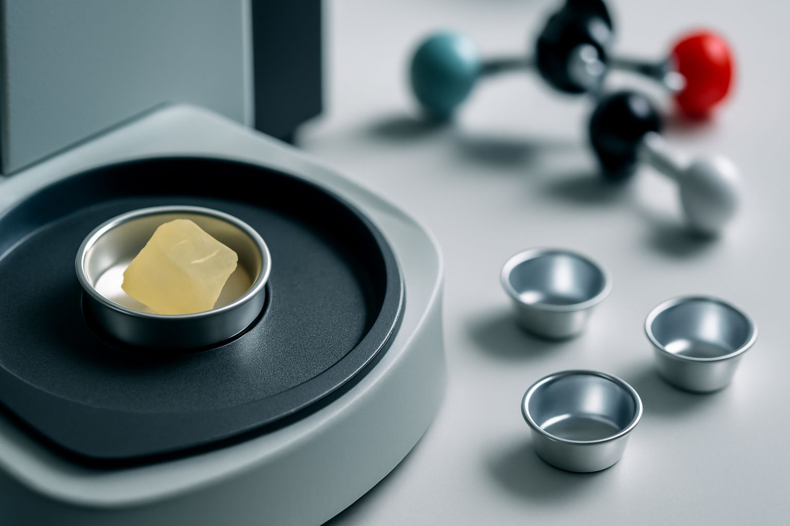 Aluminum DSC crucibles used in advanced polymer research and thermal characterization experiments.