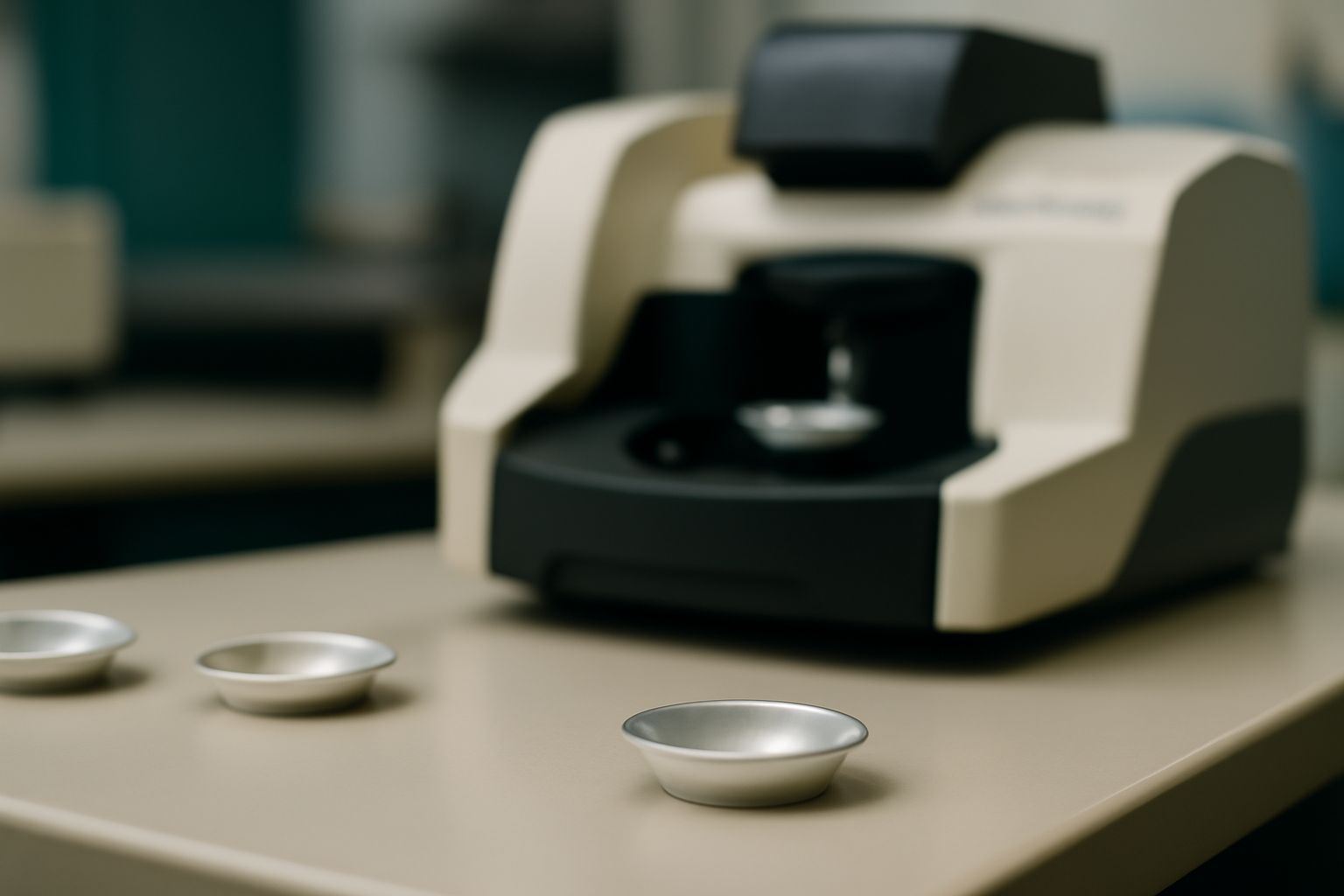 Scientific laboratory using TA Instruments disposable sample pans for pharmaceutical, polymer, and food industry thermal analysis applications