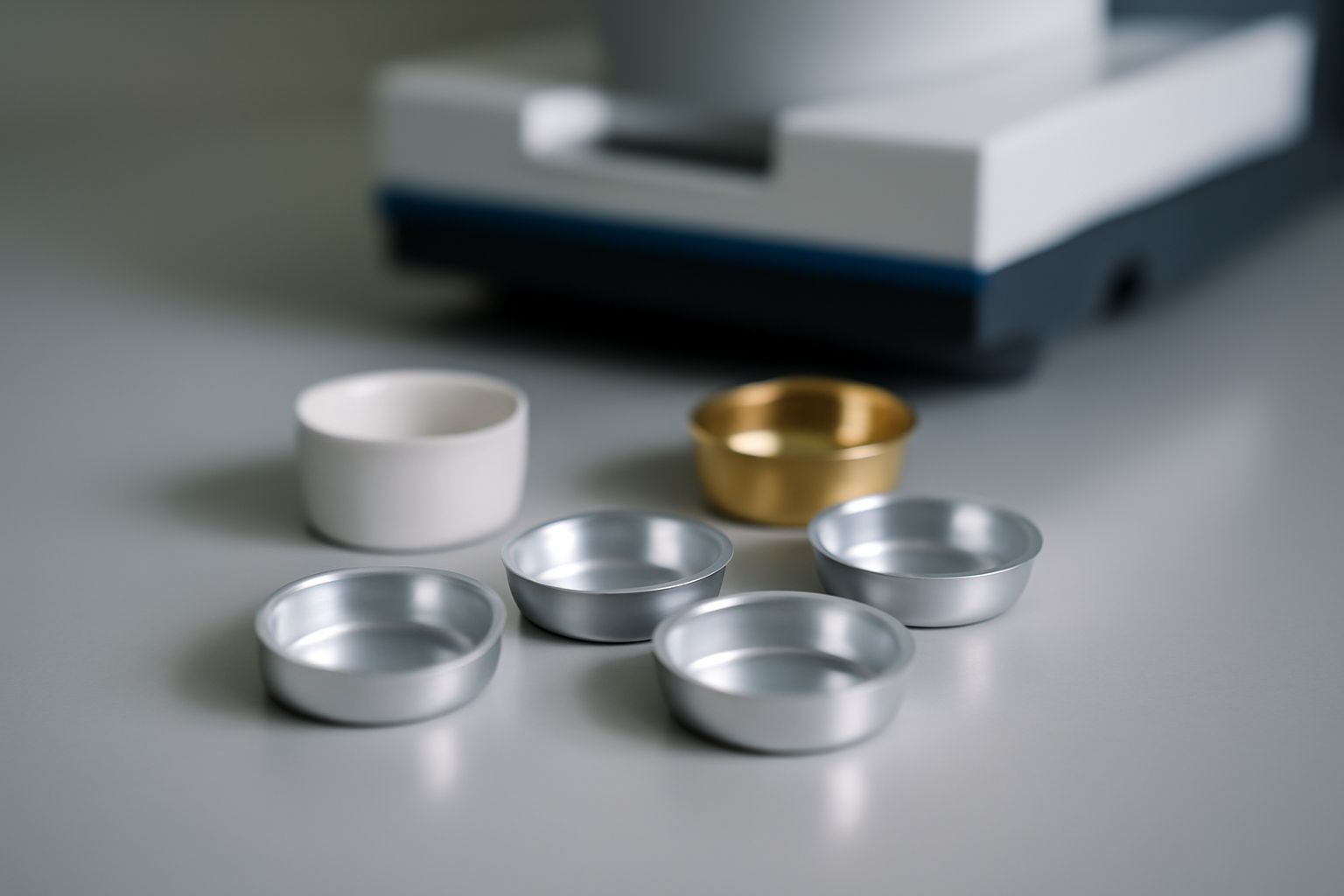 Technical specifications for Mettler Toledo DSC crucibles, materials, capacity, temperature limits, and laboratory design features