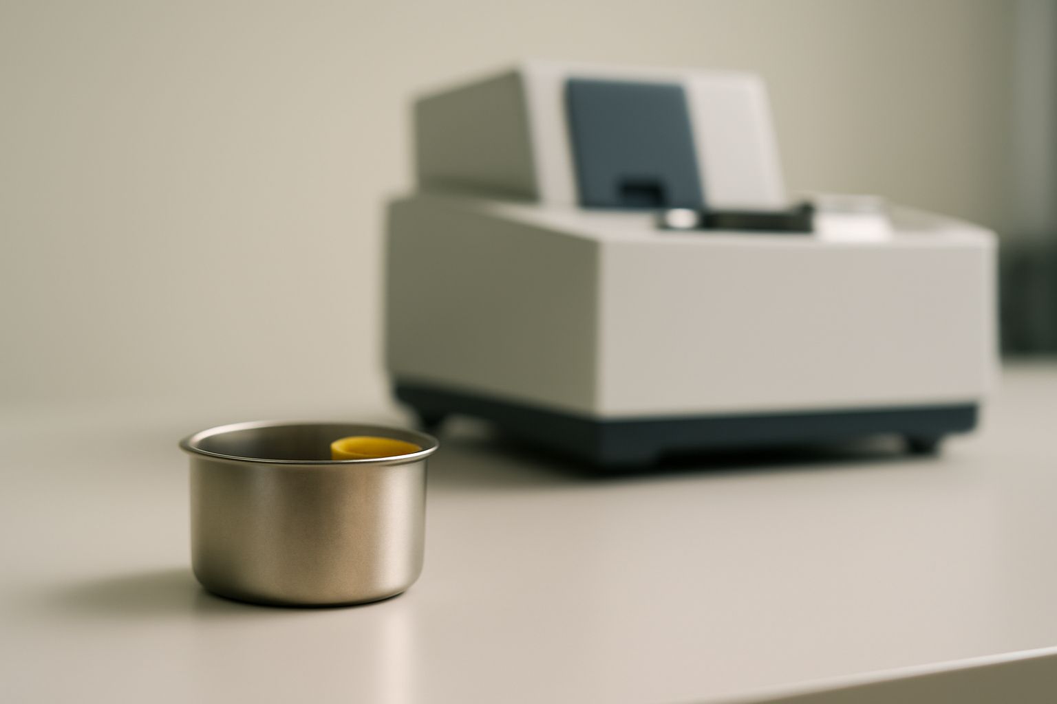 University laboratory evaluating technical specifications of thermal analysis supplies and sample pans
