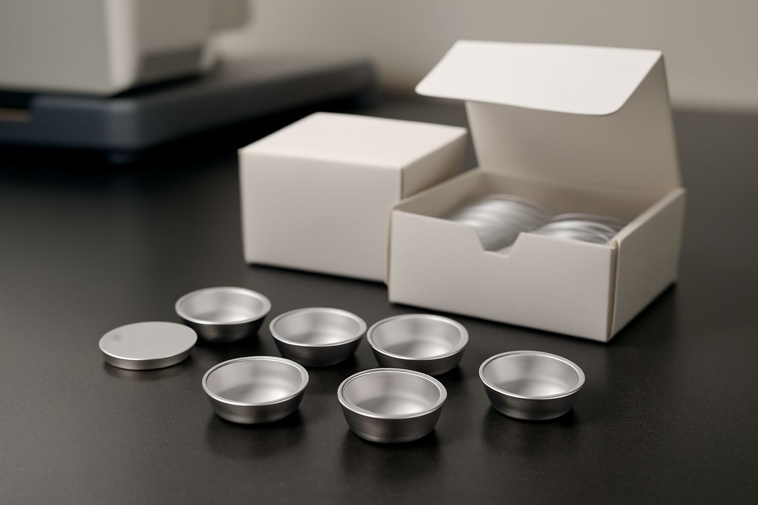 Laboratory technician using REDTHERMO DSC aluminum pans for cost-effective thermal analysis