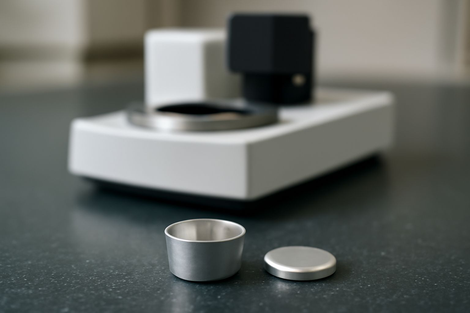 Comparison chart of technical specifications for thermal analysis sample containers in laboratory testing