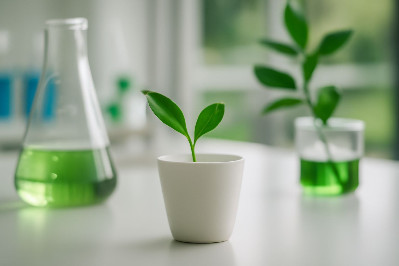 Eco-friendly laboratory crucibles being used in a modern chemistry laboratory for sustainable material testing
